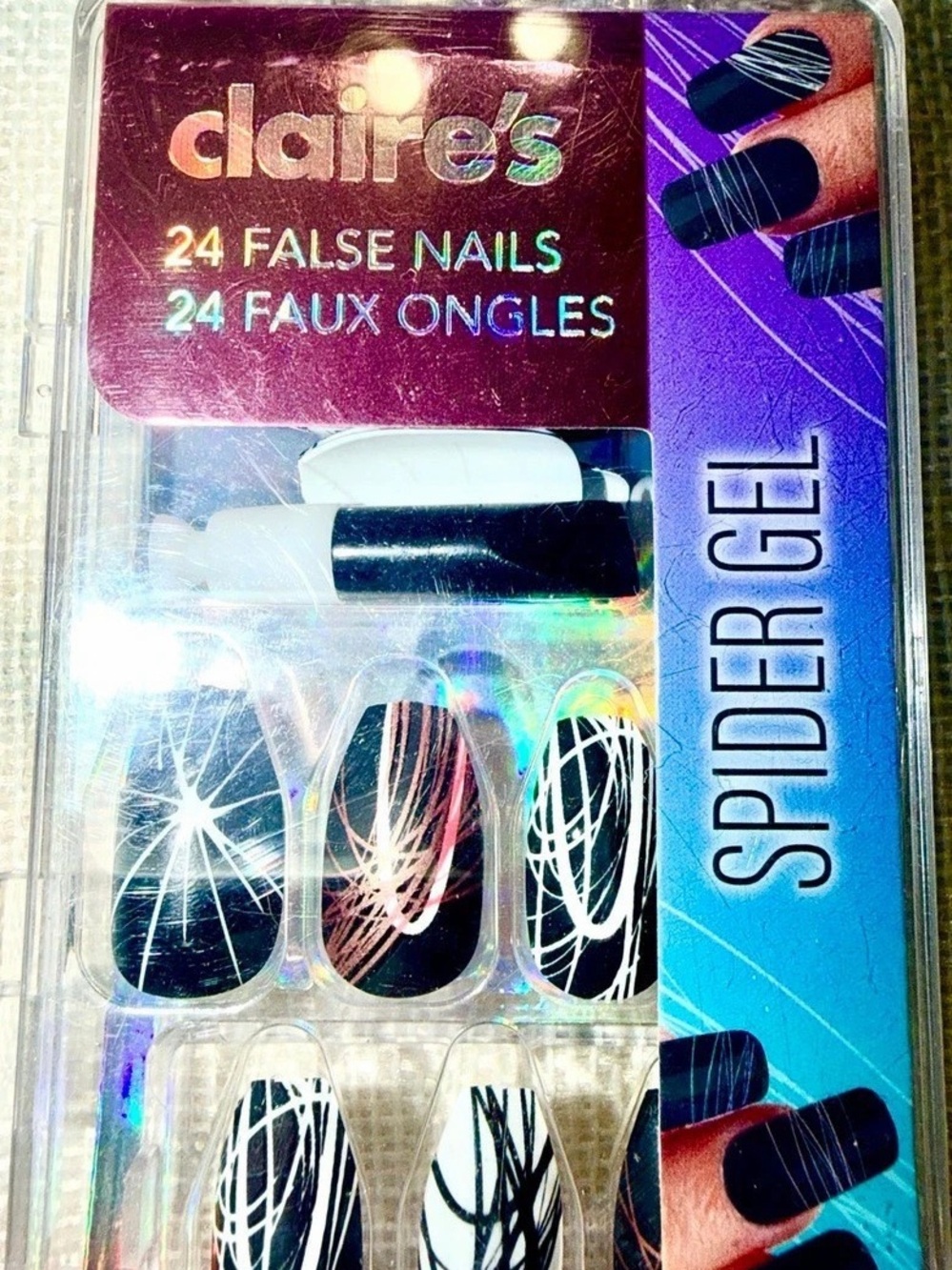 Claire's Spider Gel 24 Count Black & White NWT